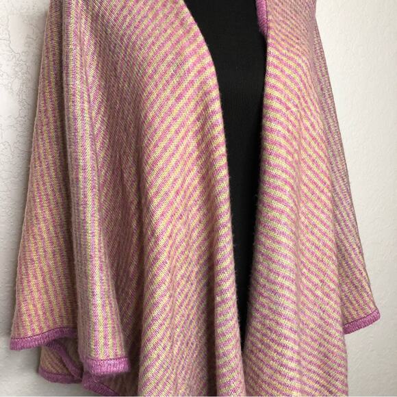 Cabi Harper pink tan striped open front cape sweater size One Size #4272 - Picture 5 of 16
